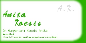 anita kocsis business card